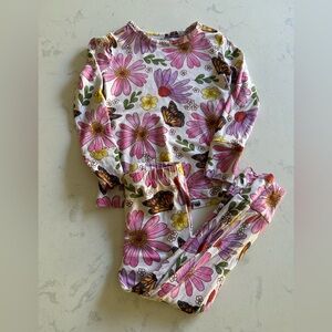 Posh Peanut Floral Butterfly Pajama Set Size 3-4T